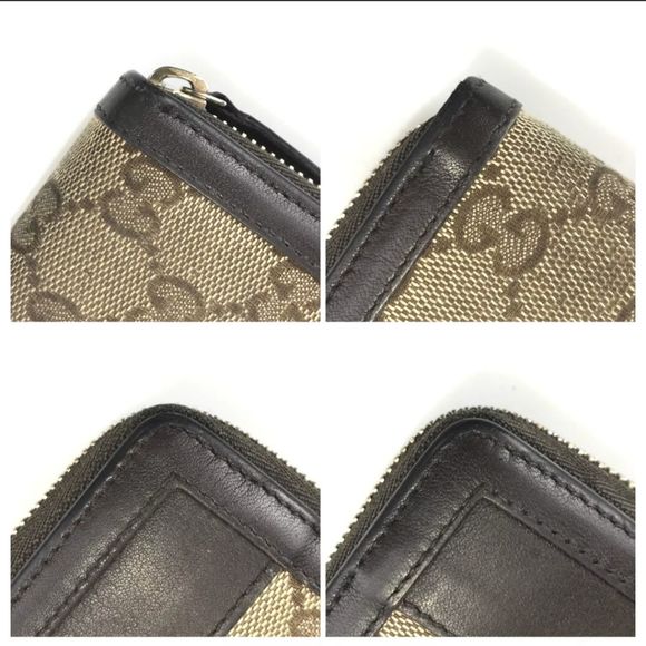 GUCCI WALLET ROUND ZIP GG Canvas Leather Brown 308012 0416 Authentic - Picture 11 of 12